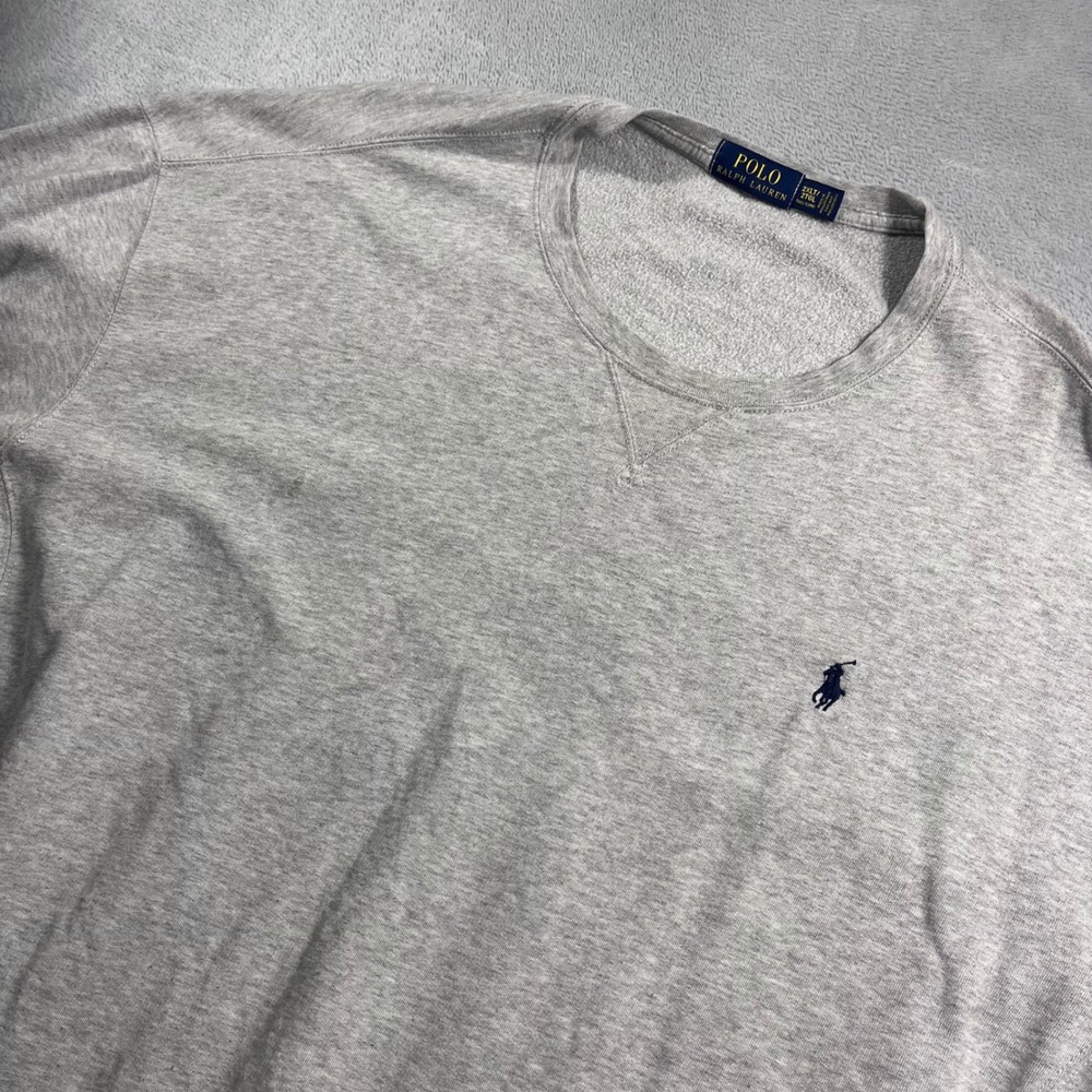 Polo Ralph Lauren Mens 2XLT Gray Fleece Crewneck Sweatshirt Pony Logo Tall